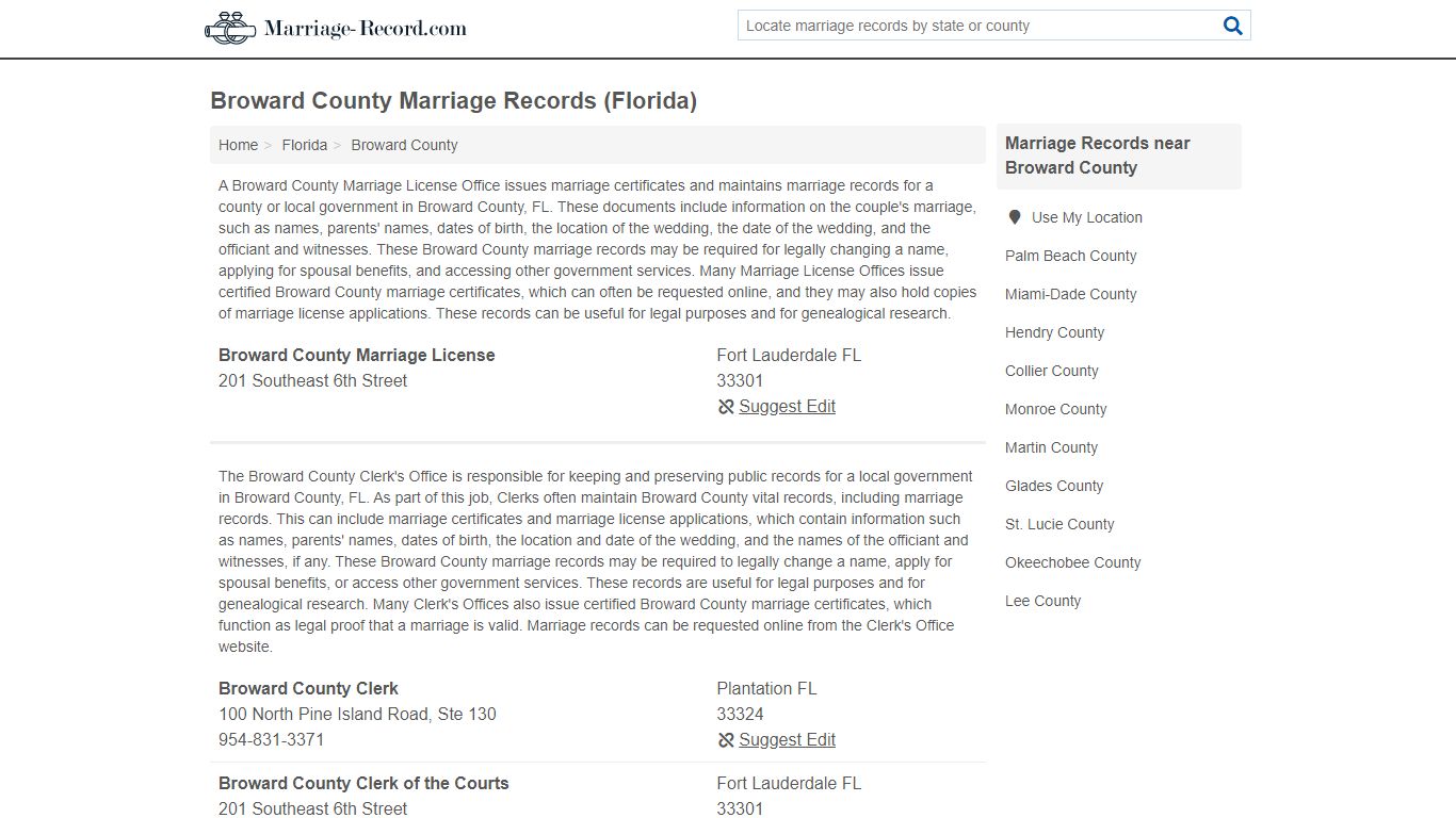 Broward County Marriage Records (Florida)