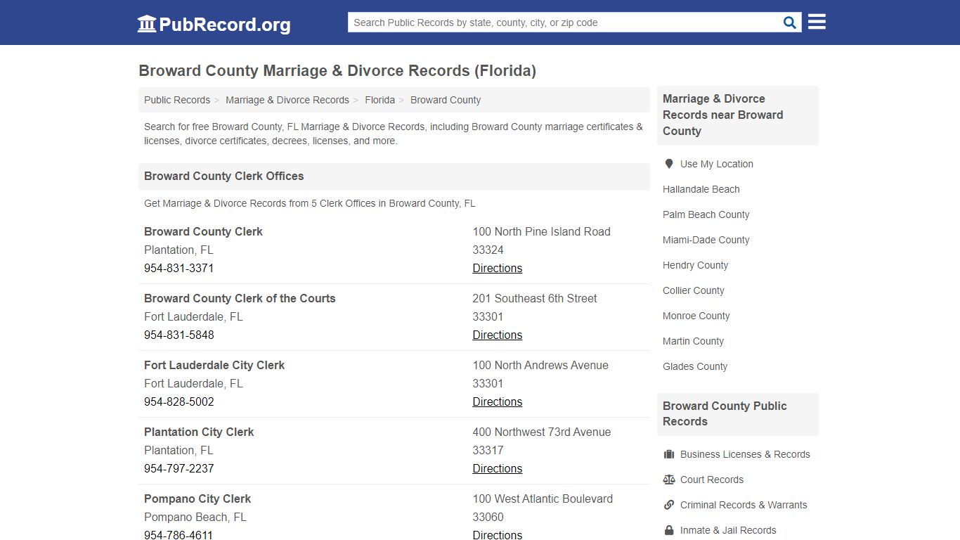 Free Broward County Marriage & Divorce Records (Florida ...